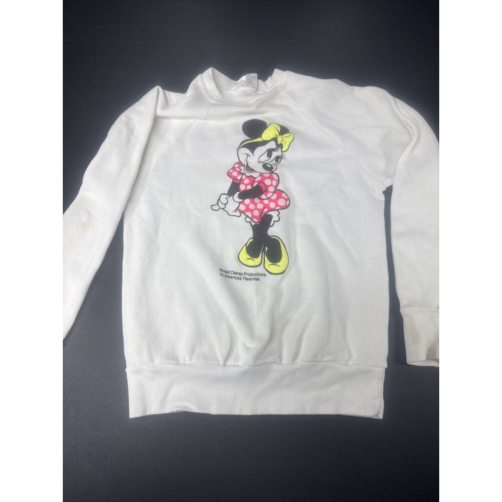 Vintage 80s Minnie Mouse Crewneck Sweatshirt White Size Small  USA Made Mickey